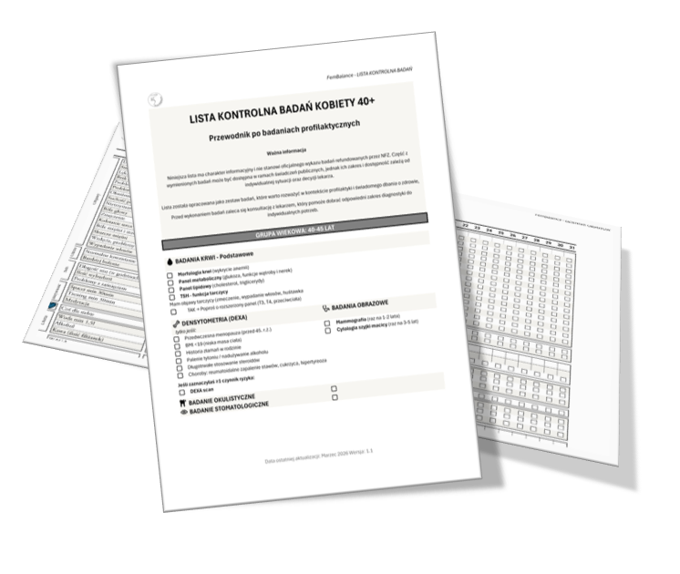 LISTA BADAŃ KOBIETY 40+, DZIENNIK OBJAWÓW MENOPAUZY
